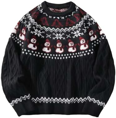 ZAFUL Women's Christmas Cedar Snowflake Trucks Patterns Knitted Sweater Long Sleeve Floral Printe... | Amazon (US)