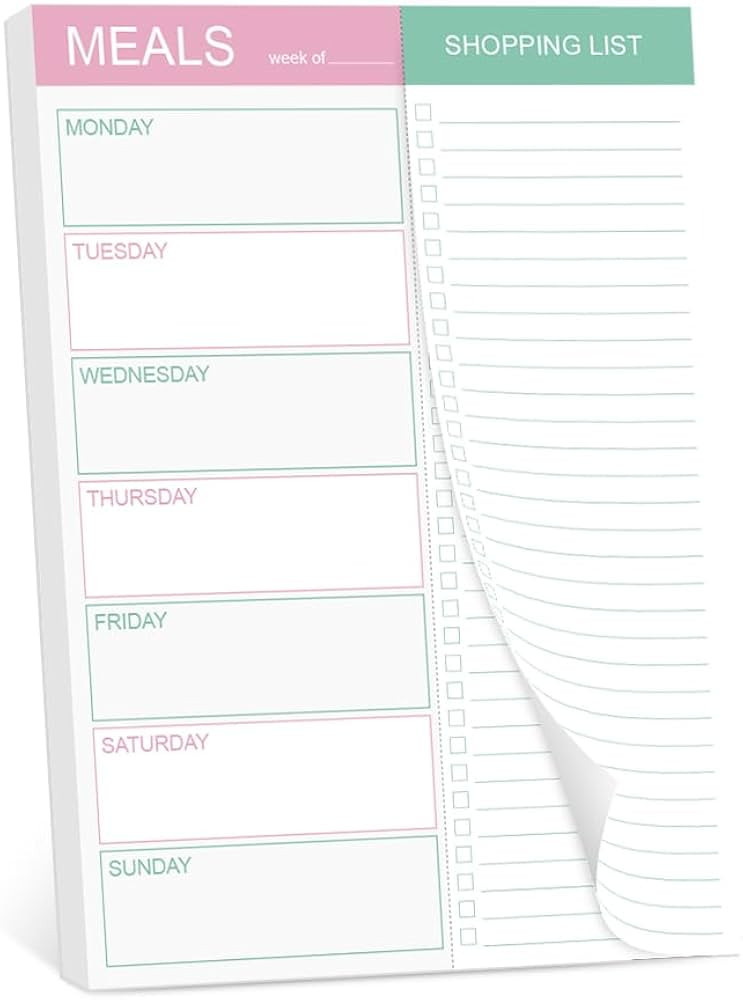 Magnetic Meal Planning Pad for Fridge - 10" x 7" Meal Planning Pad with Tear Off Shopping List. 5... | Amazon (US)