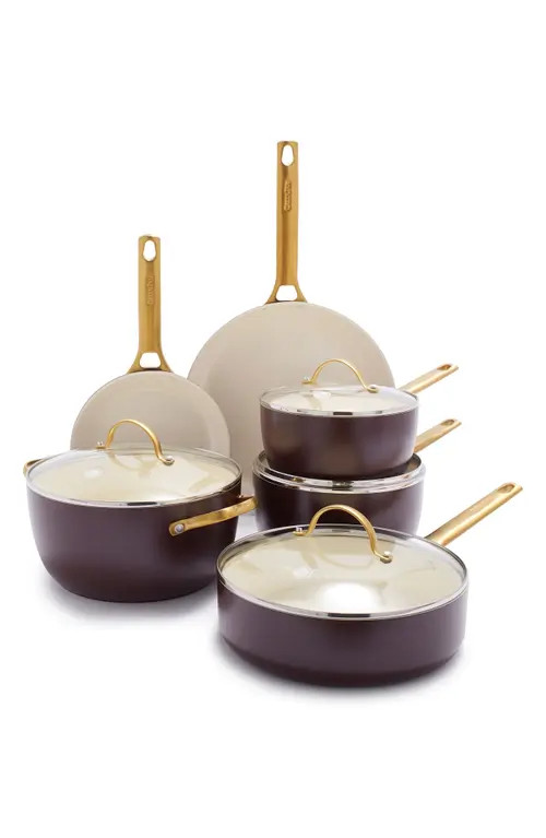 GreenPan Reserve 10-Piece Ceramic Nonstick Cookware Set in Chocolate Truffle at Nordstrom | Nordstrom