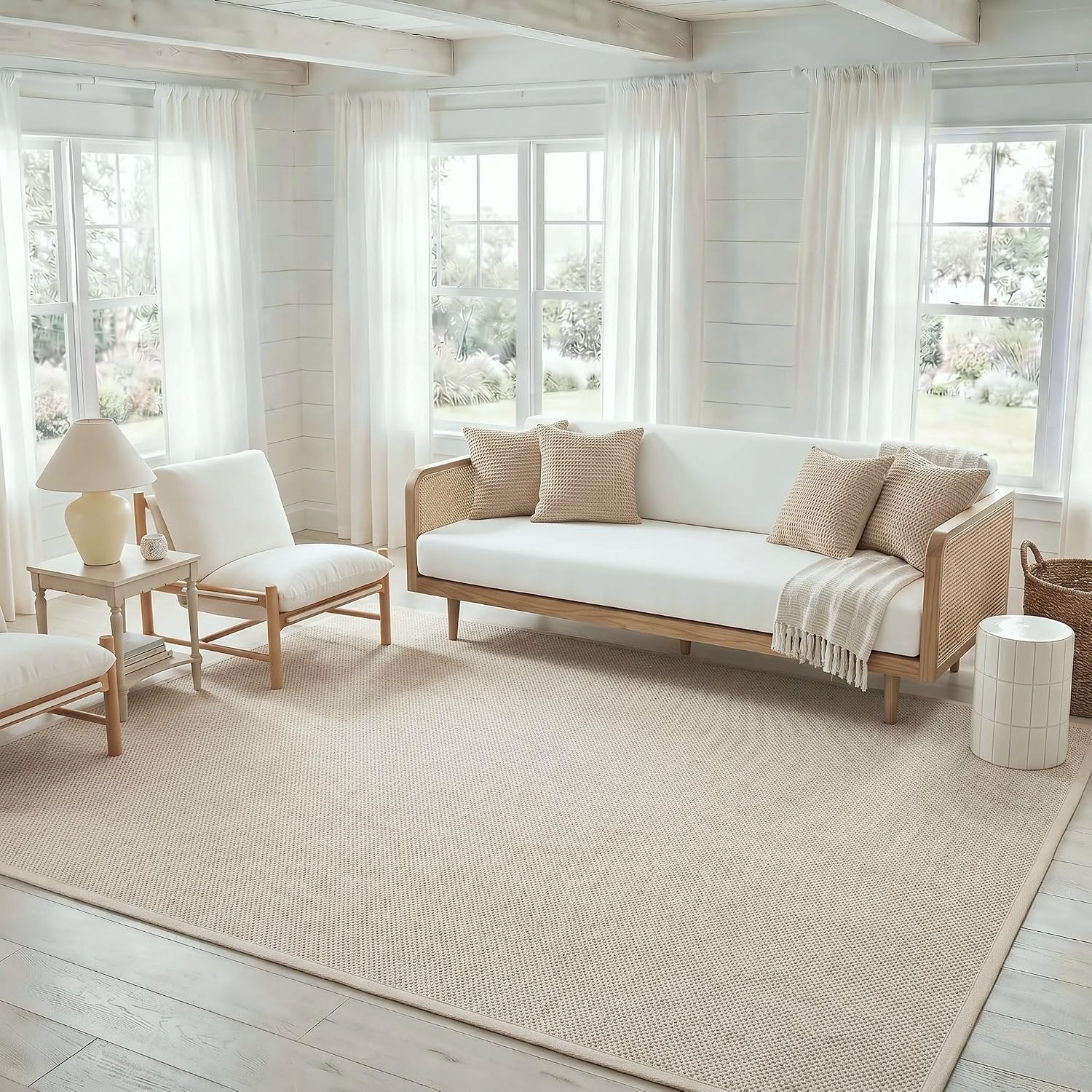SAFAVIEH Natural Fiber Area Rug 8x10 Large Textured, Marble & Beige NF143C | Amazon (US)