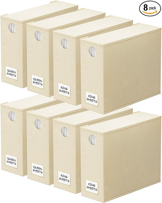 SpaceAid 8 Pack Bed Sheet Organizers and Storage, Foldable Sheet Organizer for Linen Closet, Shee... | Amazon (US)