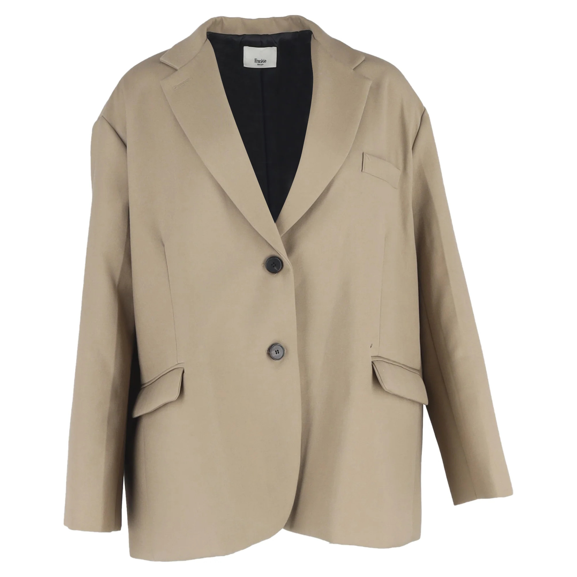The Frankie Shop Oversized Bea Blazer in Khaki Polyester | Shop Simon