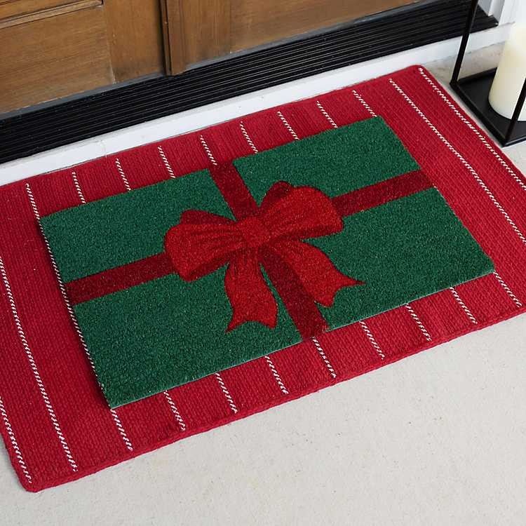 Green & Red Present Doormat | Kirklands