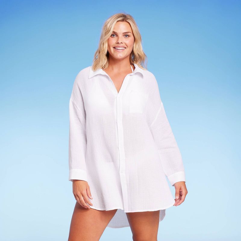 Women's Button-Up Cover Up Shirtdress - Kona Sol™ | Target
