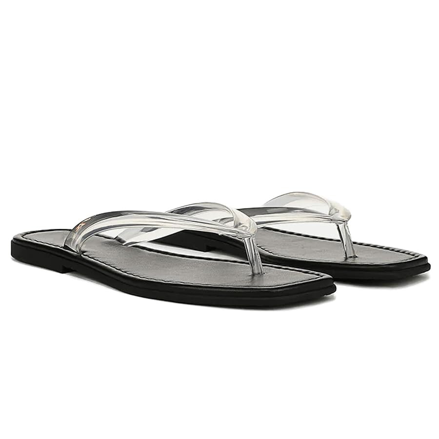 Jelly Flip Flop Sandals for Women Clear Jellies Square Toe Slip on Thong Sandals Summer Casual Be... | Amazon (US)