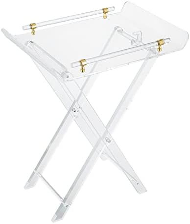 LIKENOW Furniture Acrylic Folding Tray Tables for Living Room,Bedroom,Lobby | Clear Small Side Ta... | Amazon (US)