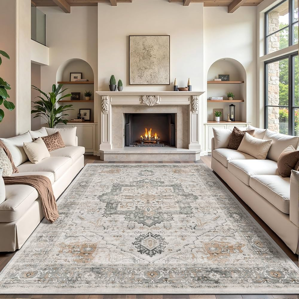 Rugland Area Rugs for Living Room Medallion 01 Taupe/Grey 8'x10' Vintage Tribal | Amazon (US)