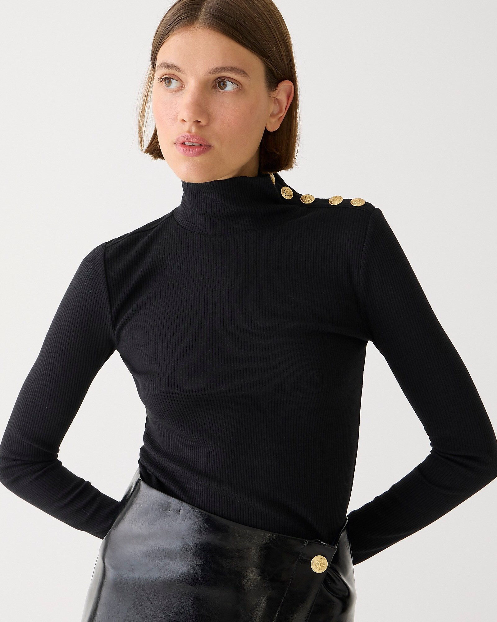 Vintage rib turtleneck with buttons | J. Crew US