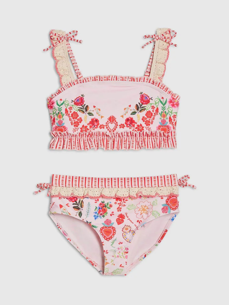 River Island Pink Mexicana Placement Frill Bikini | Next US