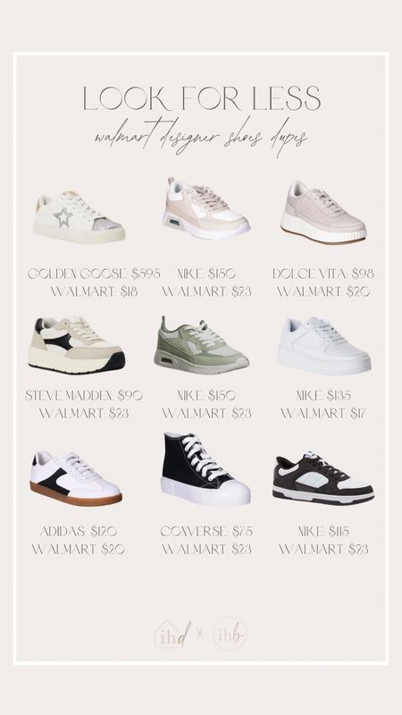 Can't believe the price difference with all of these dupes! @walmart has amazing deals for all of the sneakers!! Fashionable and athletic, and can go with so many outfits!! #walmart #walmartfinds #walmarthome #walmartfashion

#LTKStyleTip #LTKFindsUnder50 #LTKShoeCrush