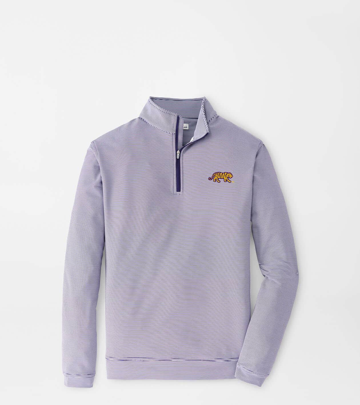 LSU Perth Sugar Stripe Performance Quarter-Zip | Peter Millar