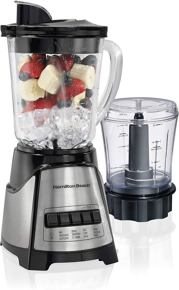 Hamilton Beach Power Elite Blender with 40oz Glass Jar and 3-Cup Vegetable Chopper, 12 Functions ... | Amazon (US)