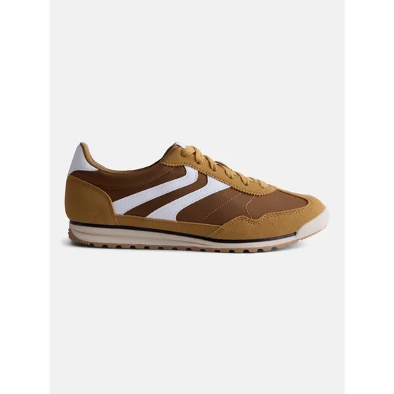 No Boundaries Women's Faux Leather and Suede Retro Inspired Lace Up Sneakers | Walmart (US)