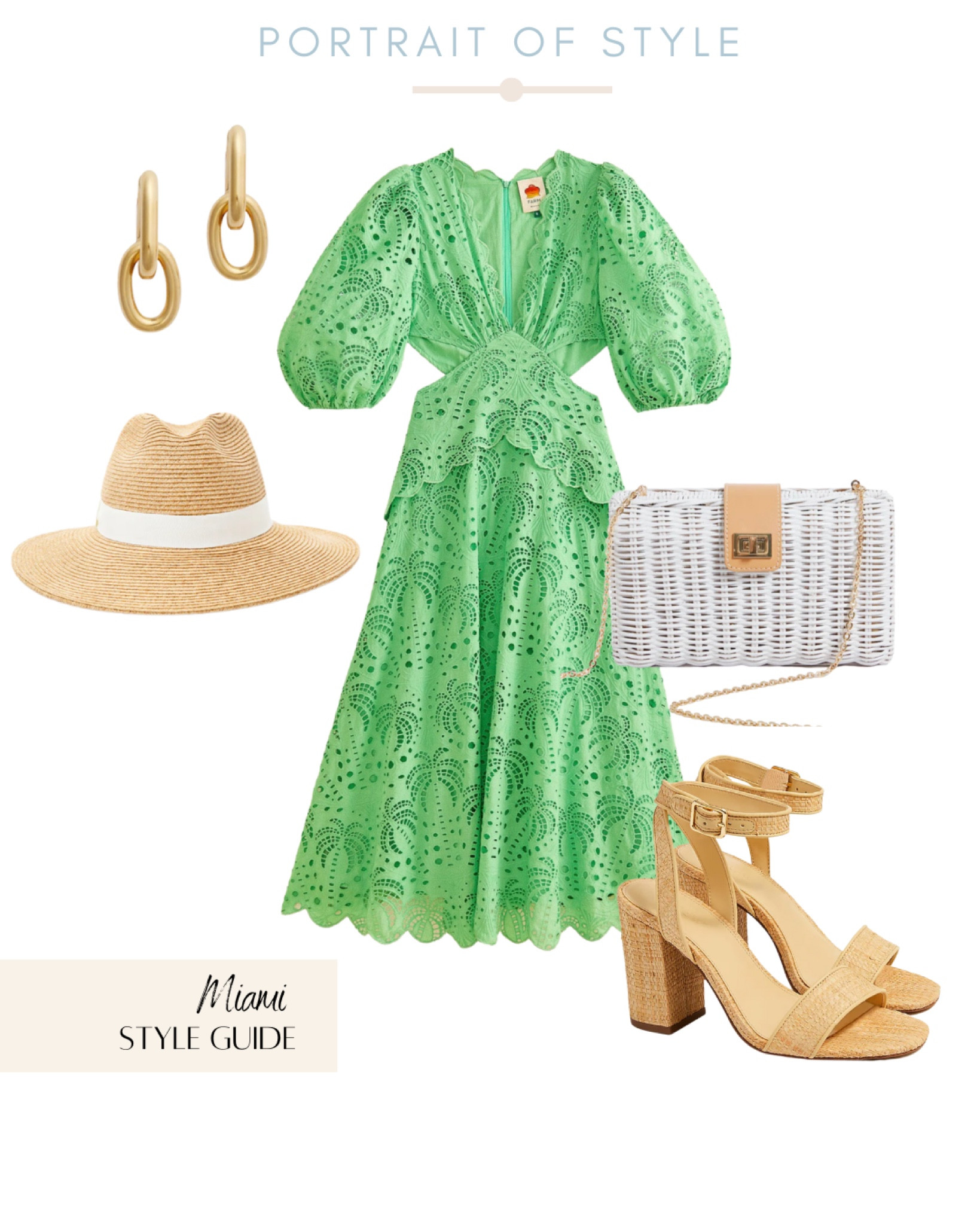Miami inspired outfit! 

#miamioutfit #greendress #summerdresses #summerdress #sandals #rattanbag #hat #goldearrings 

#LTKtravel #LTKsalealert #LTKstyletip