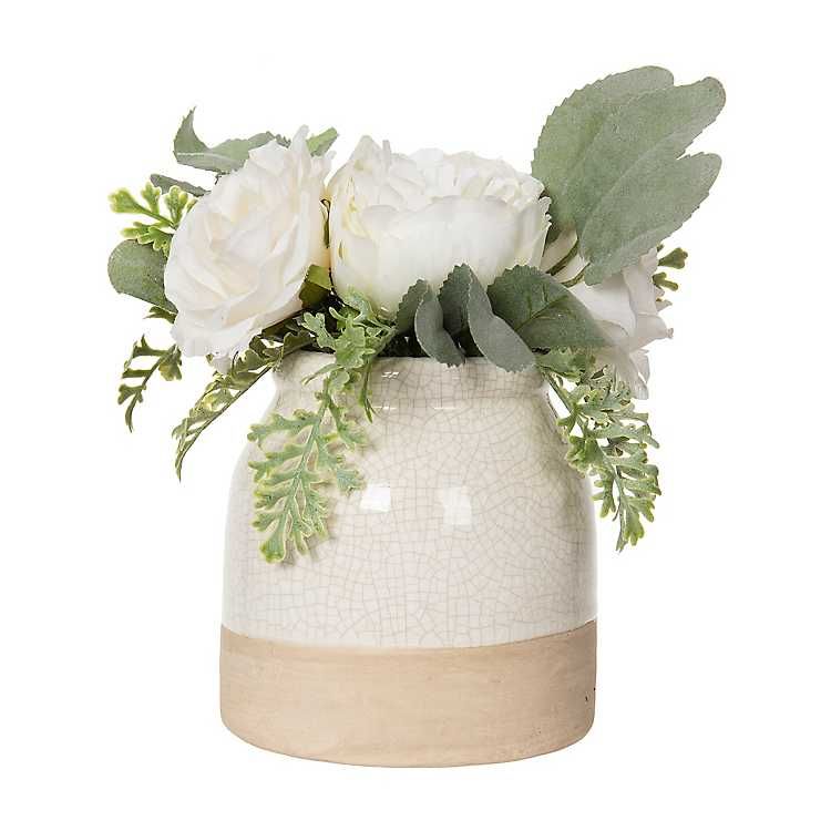 Peony and Rose Arrangement in Ceramic Pot | Kirkland's Home