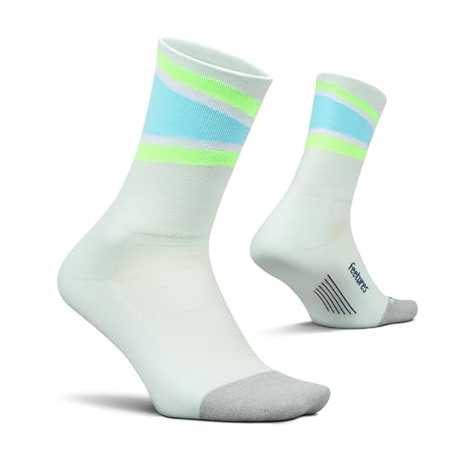 Feetures Elite Light Cushion Mini Crew Sock - Sport Sock with Targeted Compression - Mint Bounce, Medium (1 Pair) | Amazon (US)