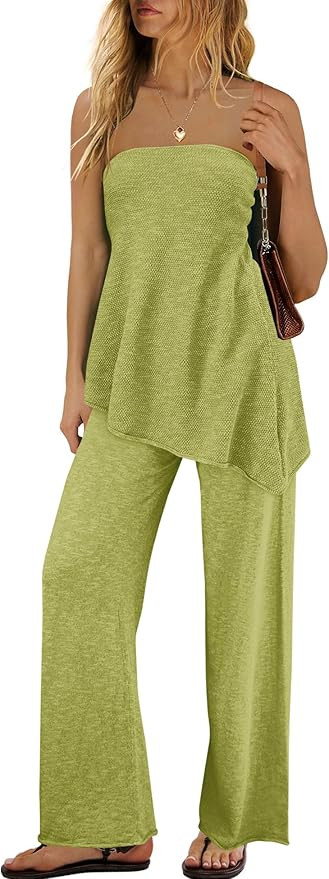SENSERISE Womens 2 Piece Outfits Summer Knit Sweater Set Matching Lounge Set Off the Shoulder Top... | Amazon (US)