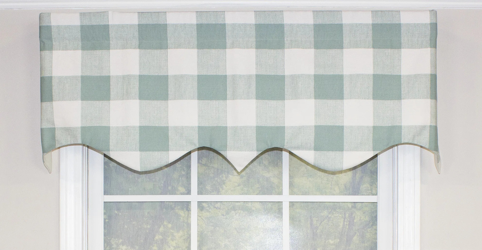 Haleyville Cotton Blend Checkered Scalloped Window Valance | Wayfair North America