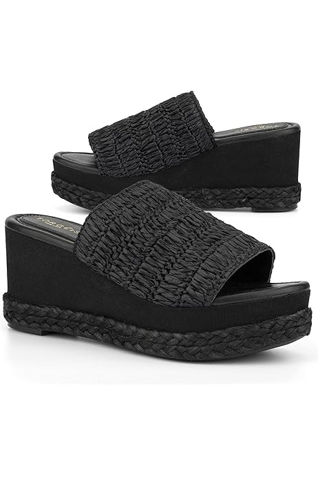 Torgeis Women's Ariadne Espadrille Slip-On Wedged Platform Heeled Sandal, Round Open Toe, Rubber Out | Amazon (US)