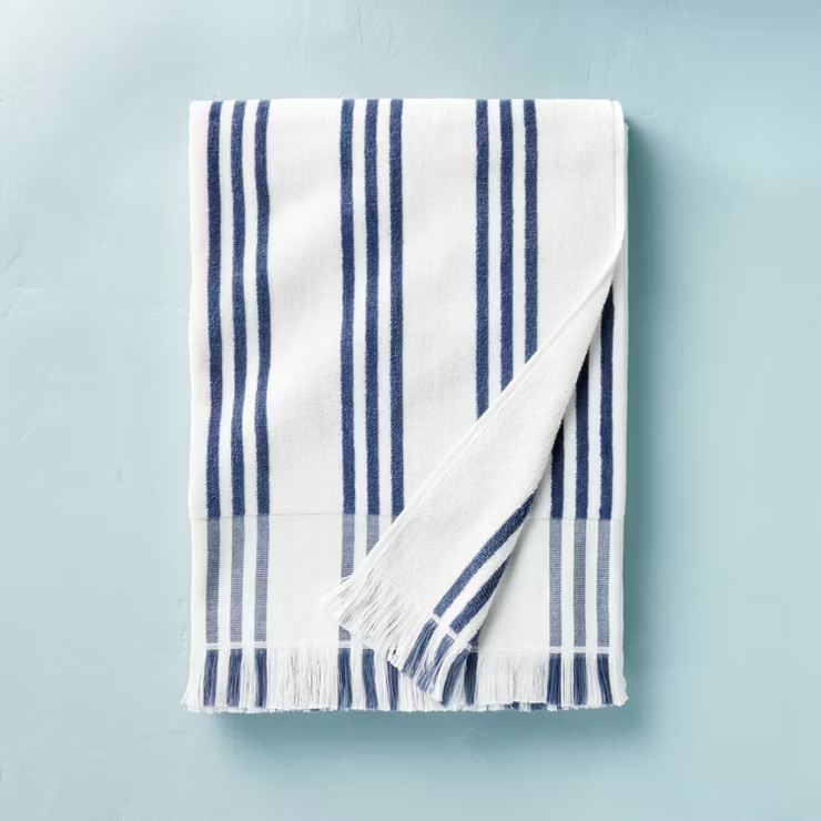 Triple Stripe Velour & Terry Cotton Beach Towel - Hearth & Hand™ with Magnolia | Target