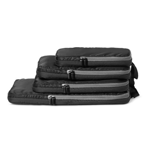 Amazon Essentials Ultralight Compression Packing Cubes Packing Organizer black 4 pack Black | Amazon (US)