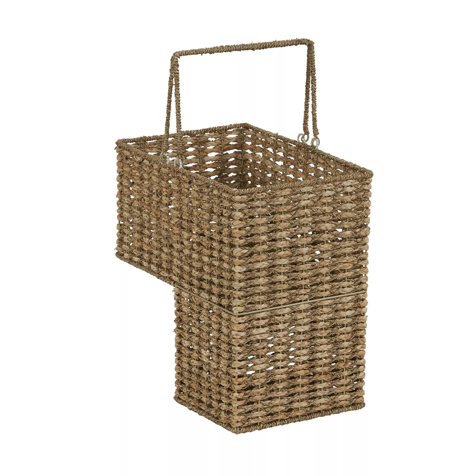 Household Essentials Seagrass-Corn Husk Two-Tone Wicker Stairstep Basket, Natural, Brown | Kohl's