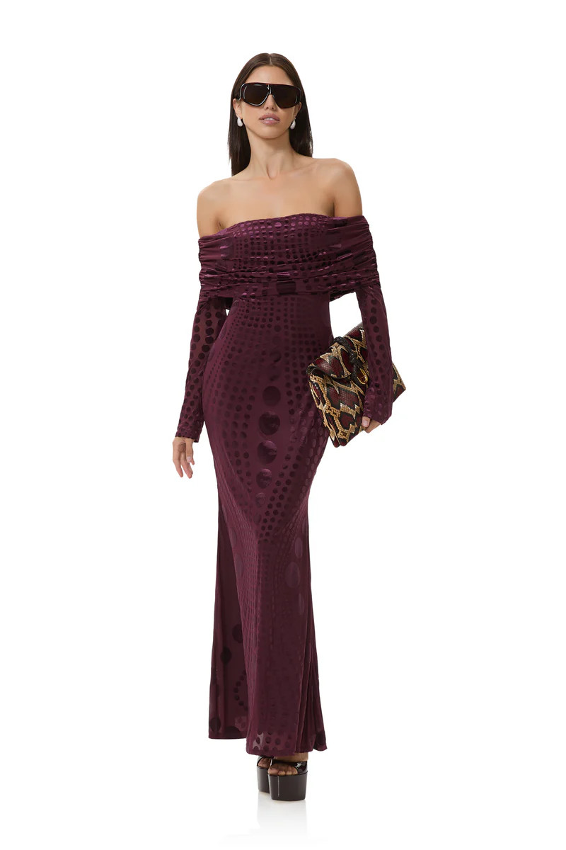 Thelma Velvet Dress - Cab Tonal Dot | ShopAFRM