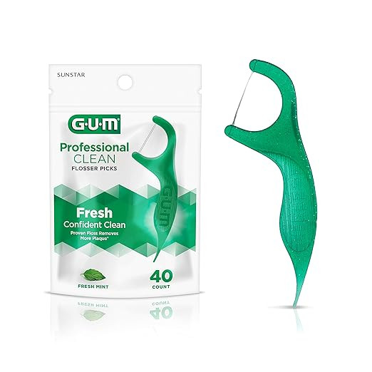 GUM 891J Professional Clean Flossers Extra Strong Flosser Pick, Fresh Mint, 40 Count (Pack of 6) | Amazon (US)