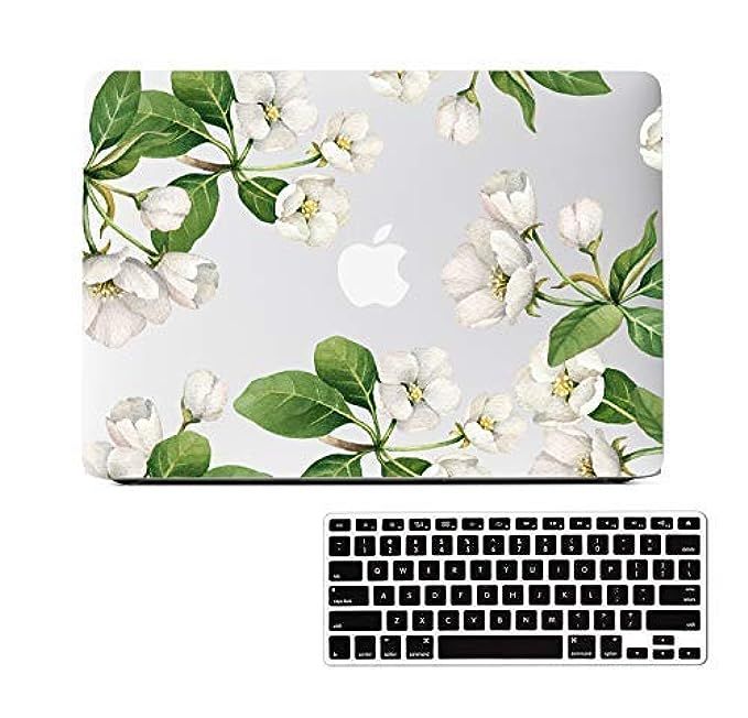 Lapac MacBook Air 13 inch Case Floral, White Flower Protective Hard Shell Fit A1466/A1369 MacBook Ai | Amazon (US)