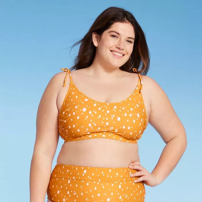 Women's Plus Size Bikini Top - Kona Sol™ Yellow Dot Print | Target