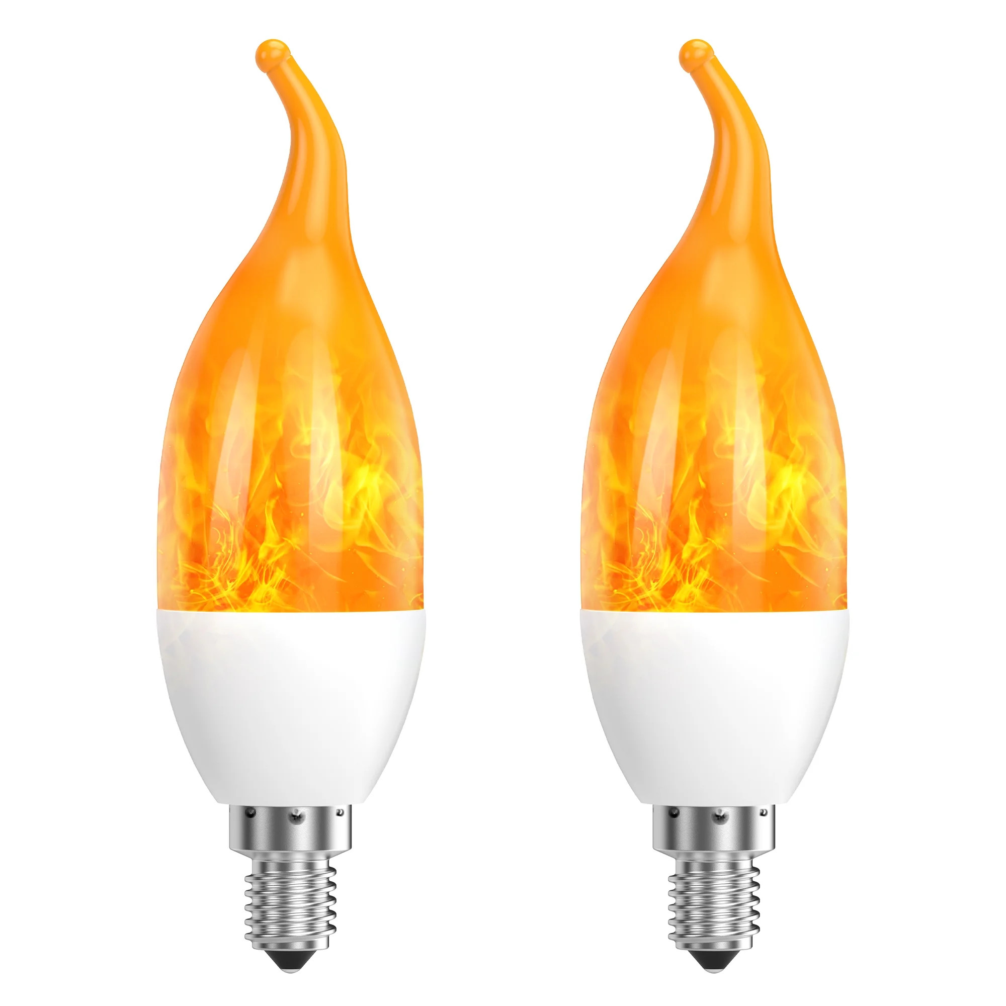 DAYBETTER 2 Pack E12 Flame Bulb LED Orange Fire Bulbs - Decorative Flickering Bulbs 3 Mode 3W Can... | Walmart (US)