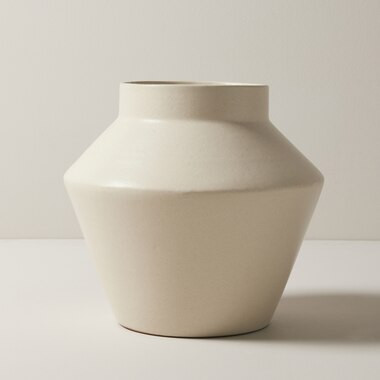 OUI MODERN TERRACOTTA vase WITH MATTE CREAM GLAZE LARGE | Indigo (CA)