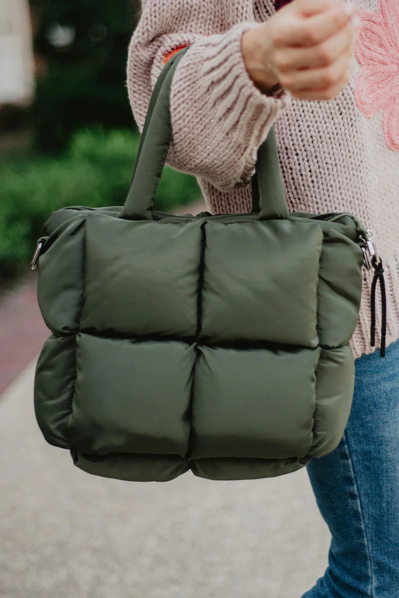 Olive Green Mini Puffer Totes | Katydid