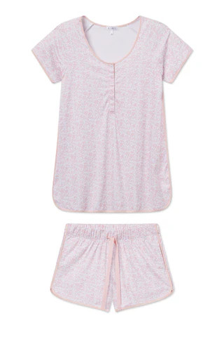 Pima Maternity Shorts Set in English Rose Garden Floral | Lake Pajamas