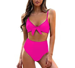 Blooming Jelly Womens High Waisted Bikini Set Tie Knot High Rise Two Piece Swimsuits Bathing Suit... | Amazon (US)