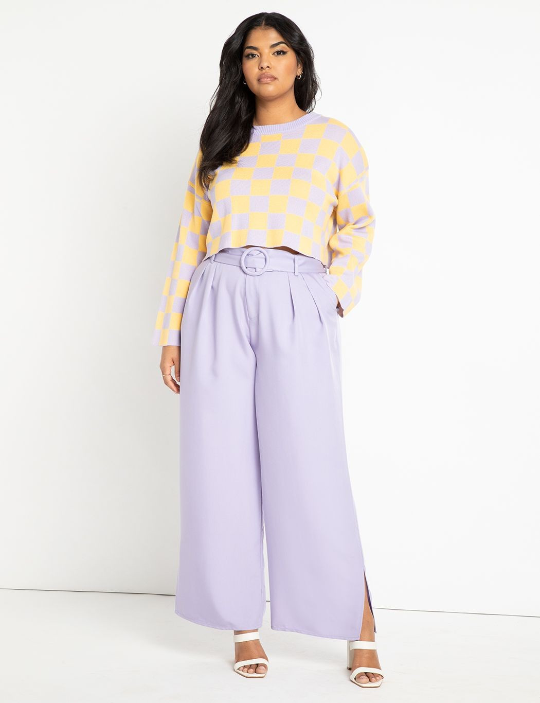 Belted Trouser With Side Slit | Women's Plus Size Pants | ELOQUII | Eloquii