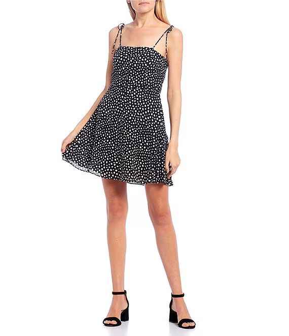 Tie Strap Dotted Mini Dress | Dillard's