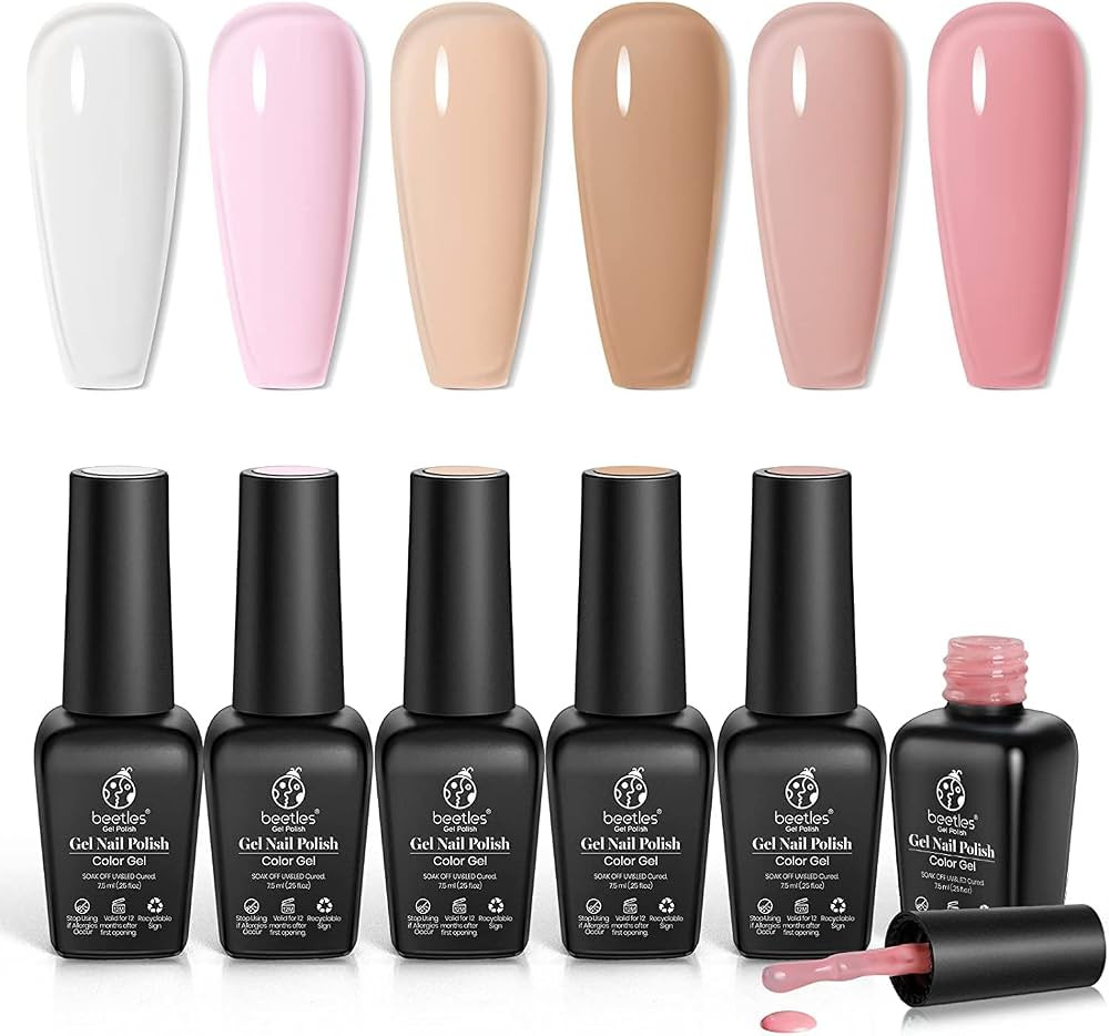 beetles Gel Polish Nail Set 6 Colors Ultimate Monochrome Collection Milky White Sheer Pink Nude J... | Amazon (US)