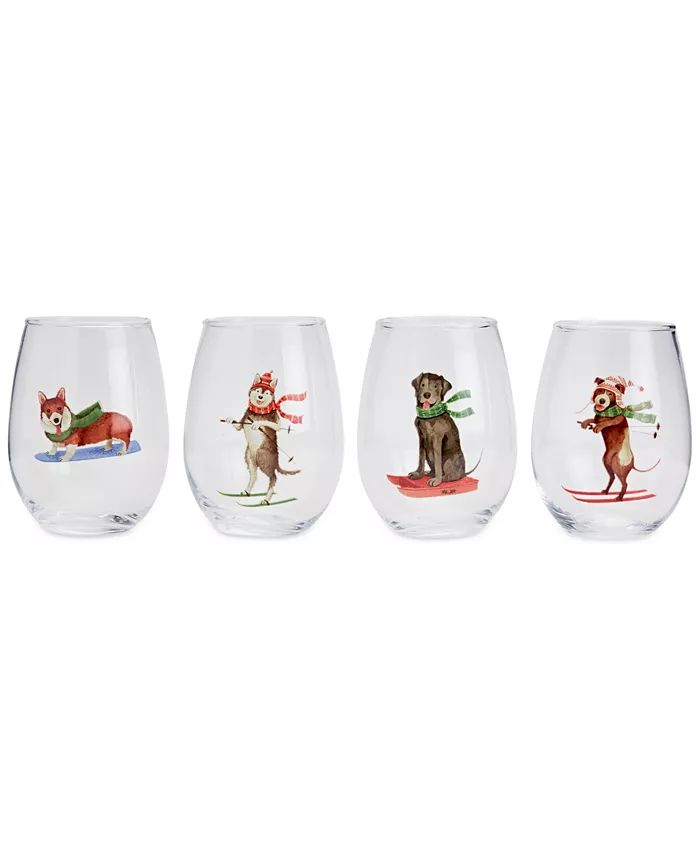Furry Christmas Stemless Wine Glasses, Set of 4 | Macys (US)