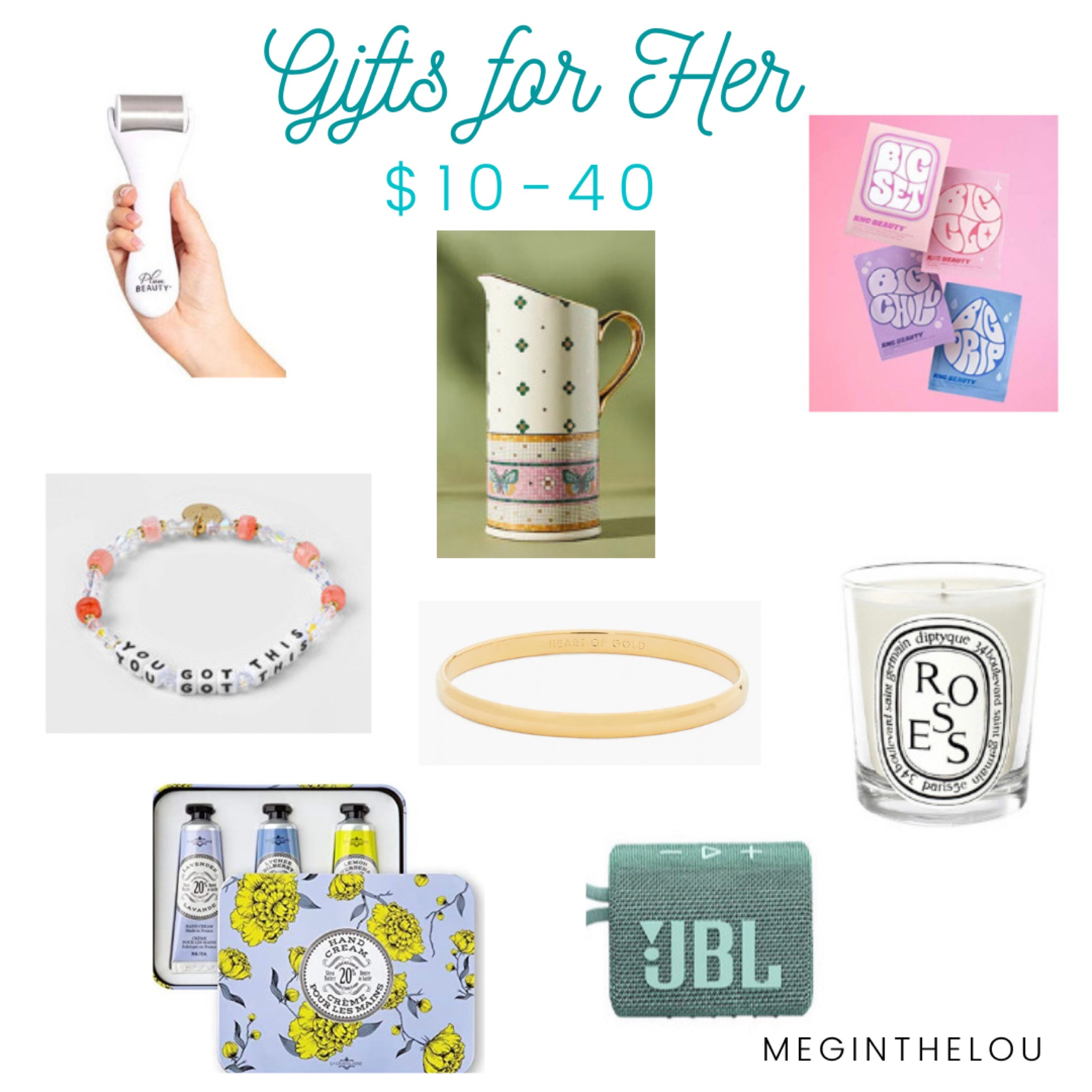 Gifts for her under $40 

#LTKstyletip #LTKunder50 #LTKunder25 #katespade #bluetoothspeaker #anthropologie #walmartfinds #walmart #target #targetfinds #beadedbracelet #goldbangle #daintyjewelry #candle #handcream #amazon #amazonprime #giftsunder50 

#LTKbeauty #LTKGiftGuide #LTKhome