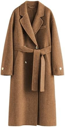 Peaceglad Womens Pea Coats Fall Long Trench Coat Double Breasted Button Down Lapel Belted Peacoat | Amazon (US)