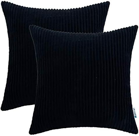 HWY 50 Black Throw Pillow Covers Set 16x16 inch, for Couch Sofa Bedroom Bed, Corduroy Soft Cozy, Sol | Amazon (US)