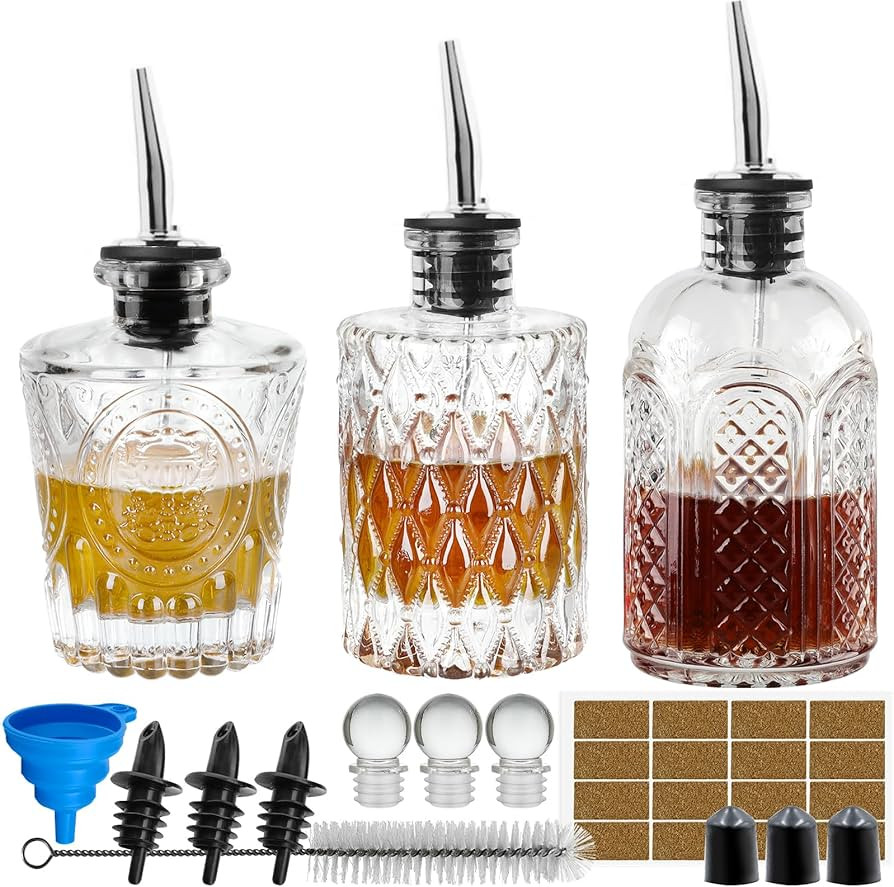 INFTYLE Syrup Bottle Set of 3 - Syrup Dispenser with Leak-Proof Lids Pour Spout Ideal for Coffee ... | Amazon (US)