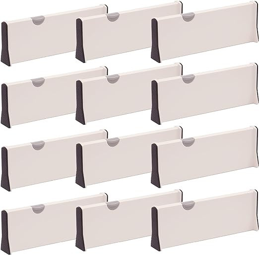 DIOMMELL 12 Pack Adjustable Dresser Drawer Dividers Organizers, Plastic Expandable Drawer Organiz... | Amazon (US)