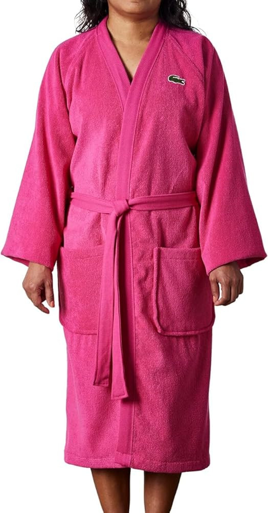 Lacoste Classic Pique Bath Robe, 100% Soft Cotton Terry, Unisex Adult Bathrobe, Absorbent & Quick... | Amazon (US)