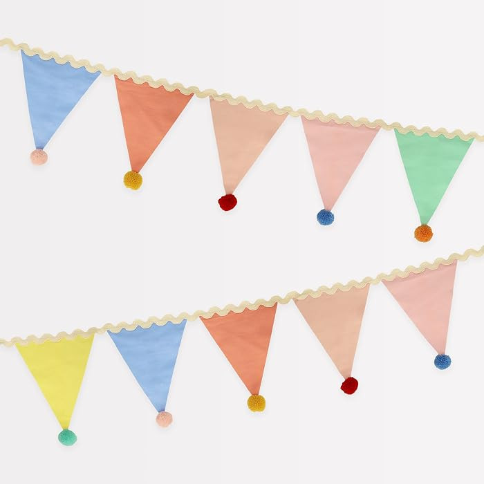 Meri Meri Pastel Pom Pom Flag Garland (Pack of 1). Garland Length is 6'. Measures 10' Including E... | Amazon (US)