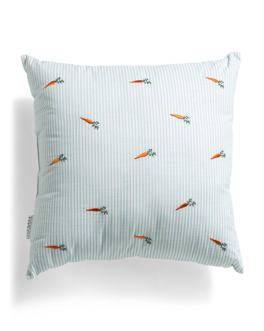 18x18 Embroidered Carrots Striped Pillow | TJ Maxx