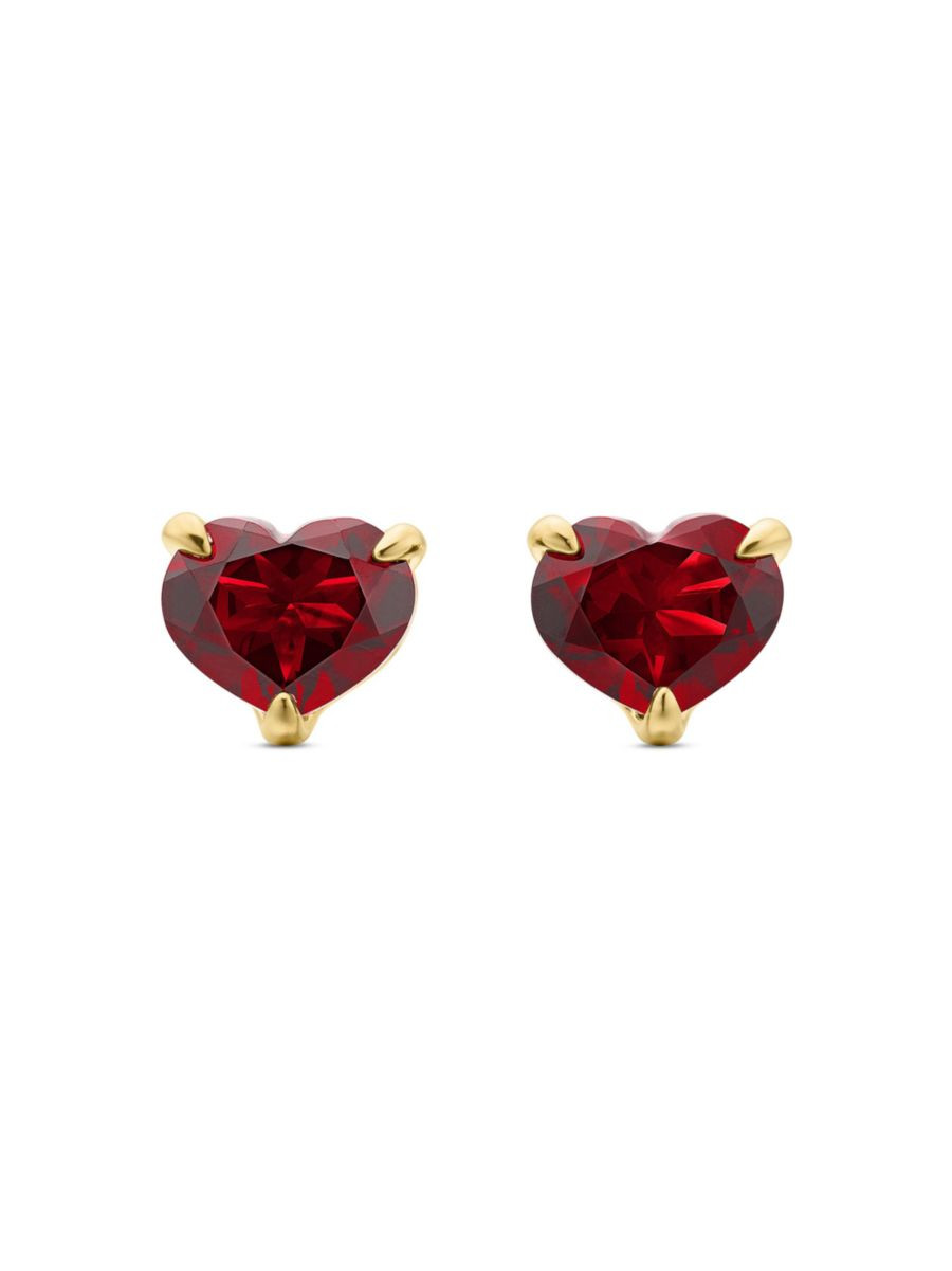 David Yurman Chatelaine&reg; Heart Stud Earrings in 18K Yellow Gold with Garnet | Saks Fifth Avenue