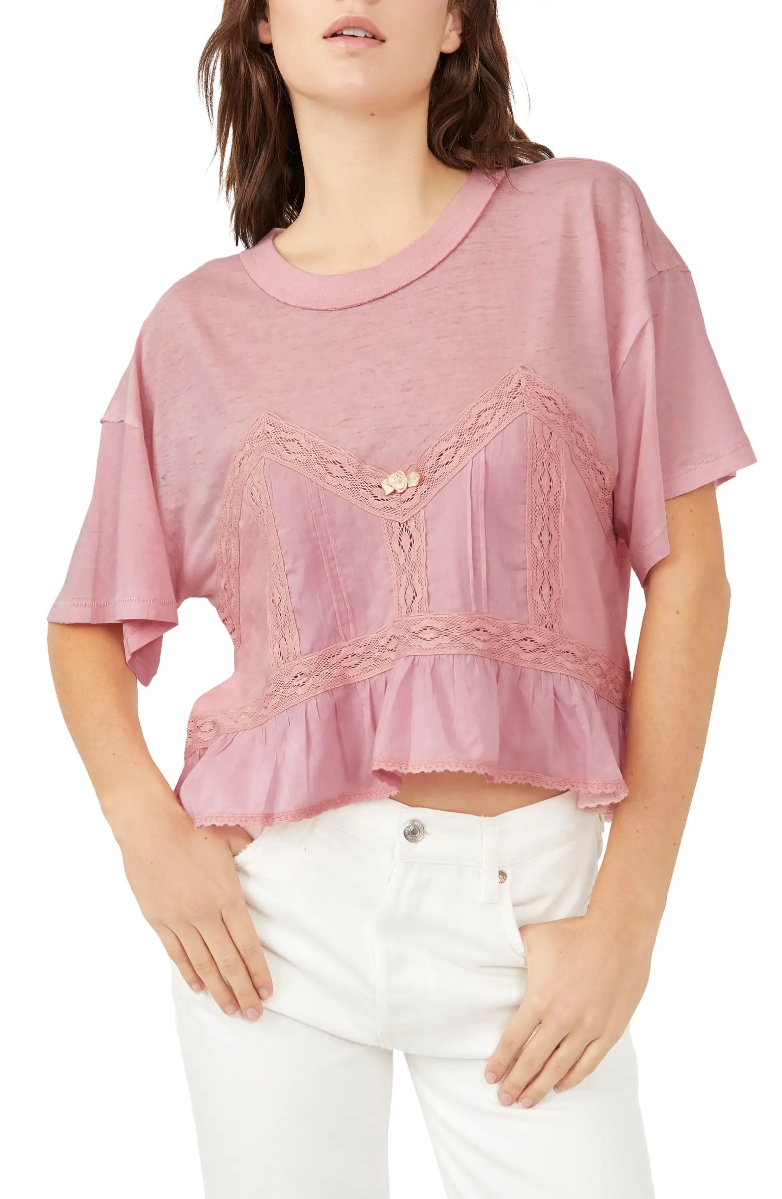 Free People Fall in Love Lace Inset T-Shirt | Nordstrom | Nordstrom