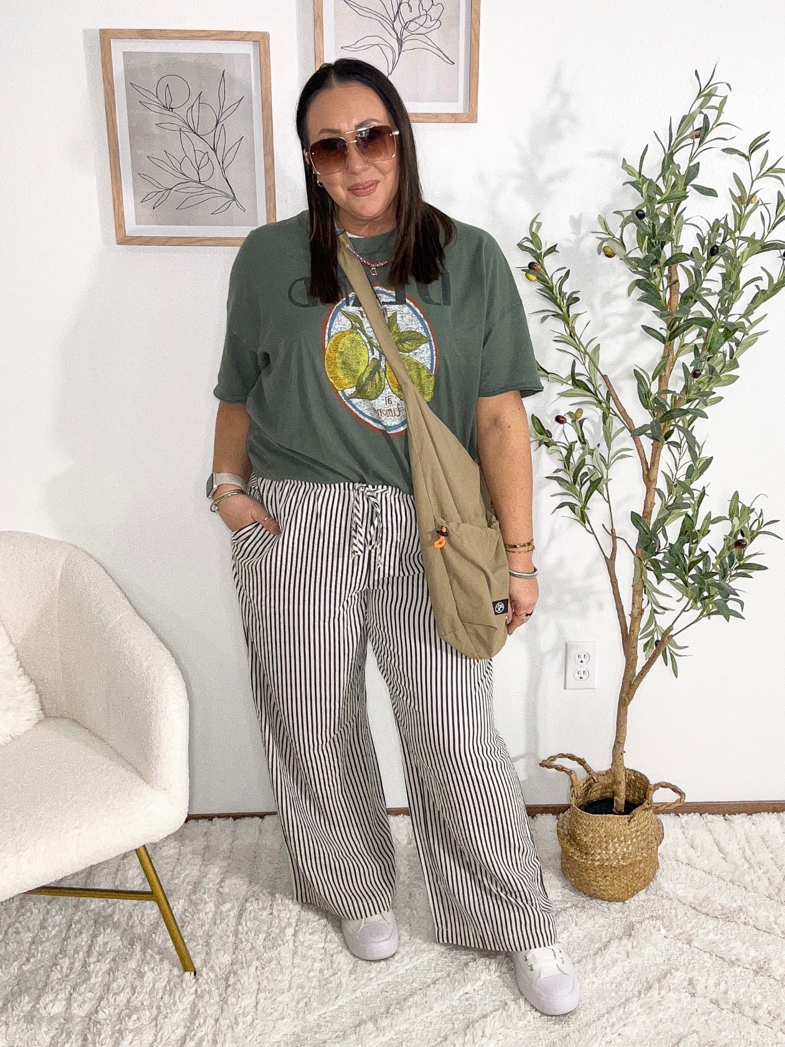 AE pull on wide leg pants 25% off! Love these. Wearing a large in mine.  Large oversized graphic tee.  

#LTKOver40 #LTKMidsize #LTKSaleAlert